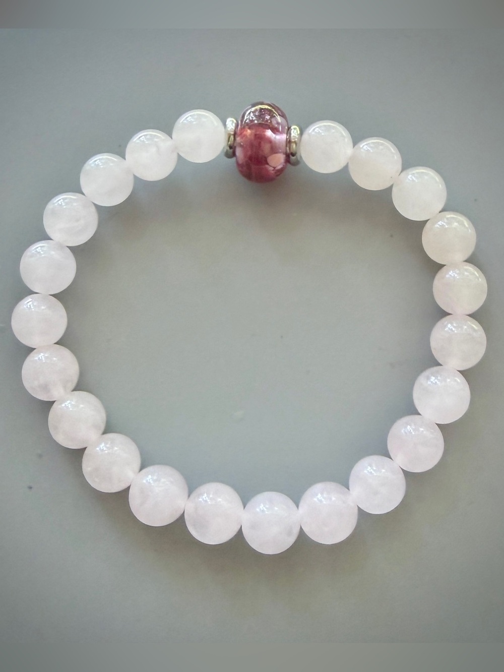 Pink Rose Quartz Handcrafted Bead Bracelet